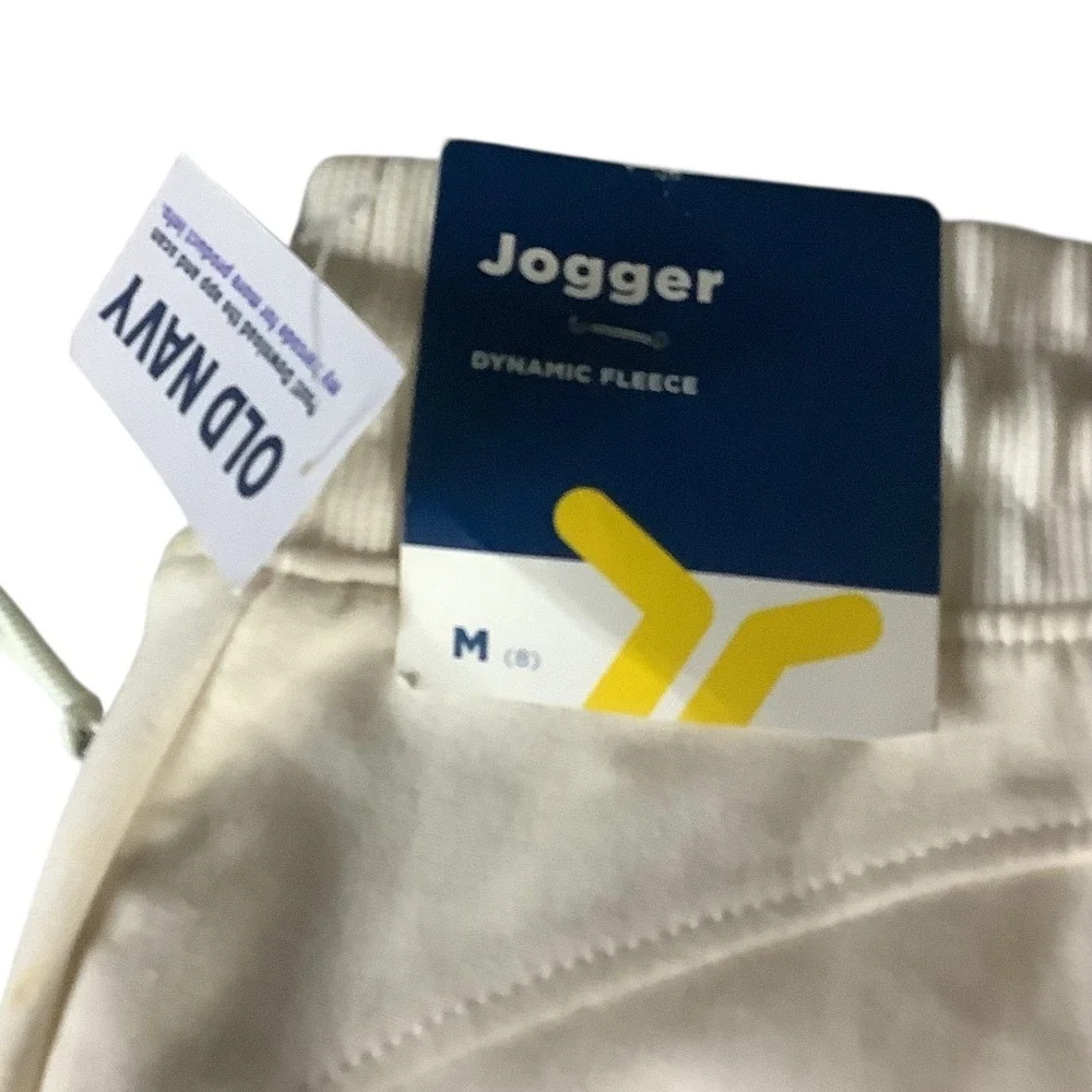 Old Navy Active Girls Jogger Pants Dynamic Fleece‎ Beige Size M/8 Zip Pockets